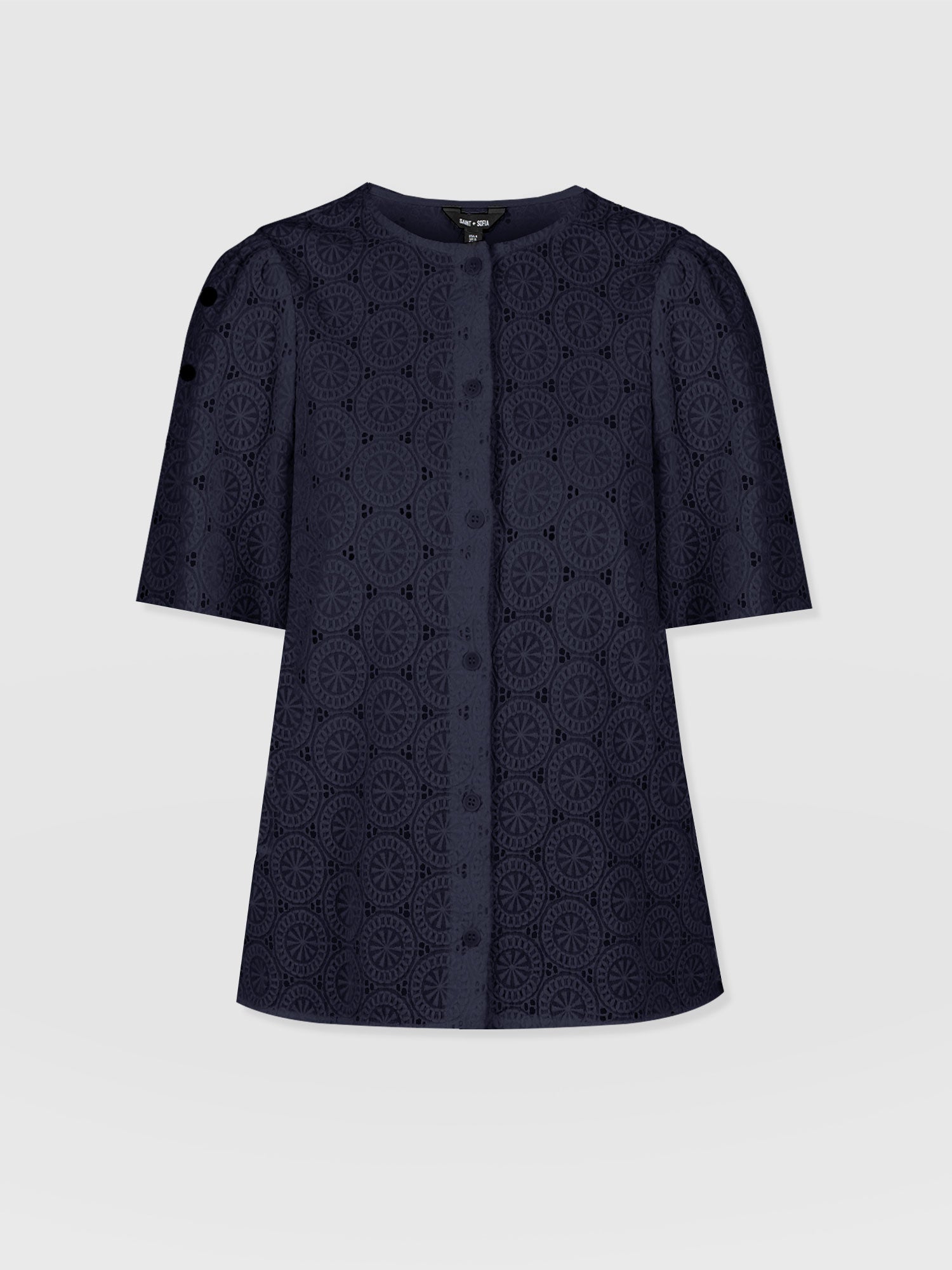 Tabitha Short Sleeve Blouse - Navy - Women's Blouses | Saint + Sofia® USA